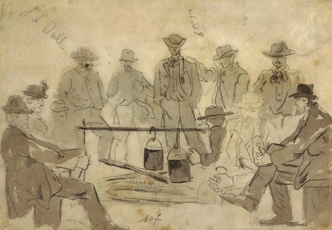 Campfire With Soldiers Wall Art by Winslow Homer - High-Resolution Digital Print