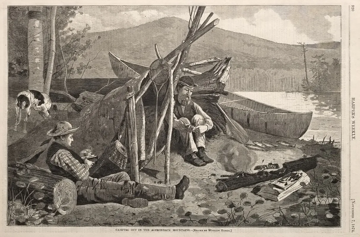 Camping Out In The Adirondack Mountains Wall Art by Winslow Homer - High-Resolution Digital Print