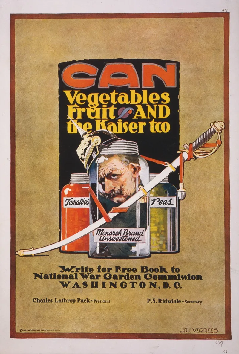 Can Vegetables Fruit And The Kaiser Too Write For Free Book To National War Garden Commission Washington D C Wall Art by J. Paul Verrees - High-Resolution Digital Print