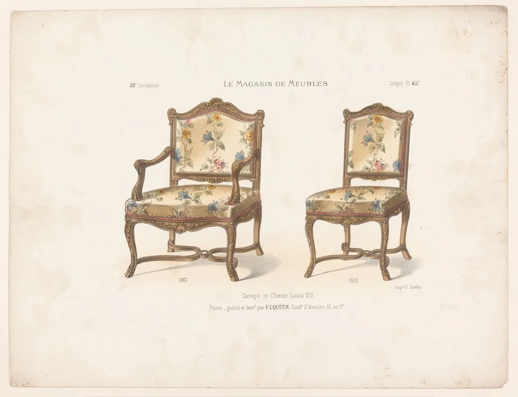 Canape Et Chaise Louis Xiv Wall Art by Victor Léon Michel Quétin - High-Resolution Digital Print