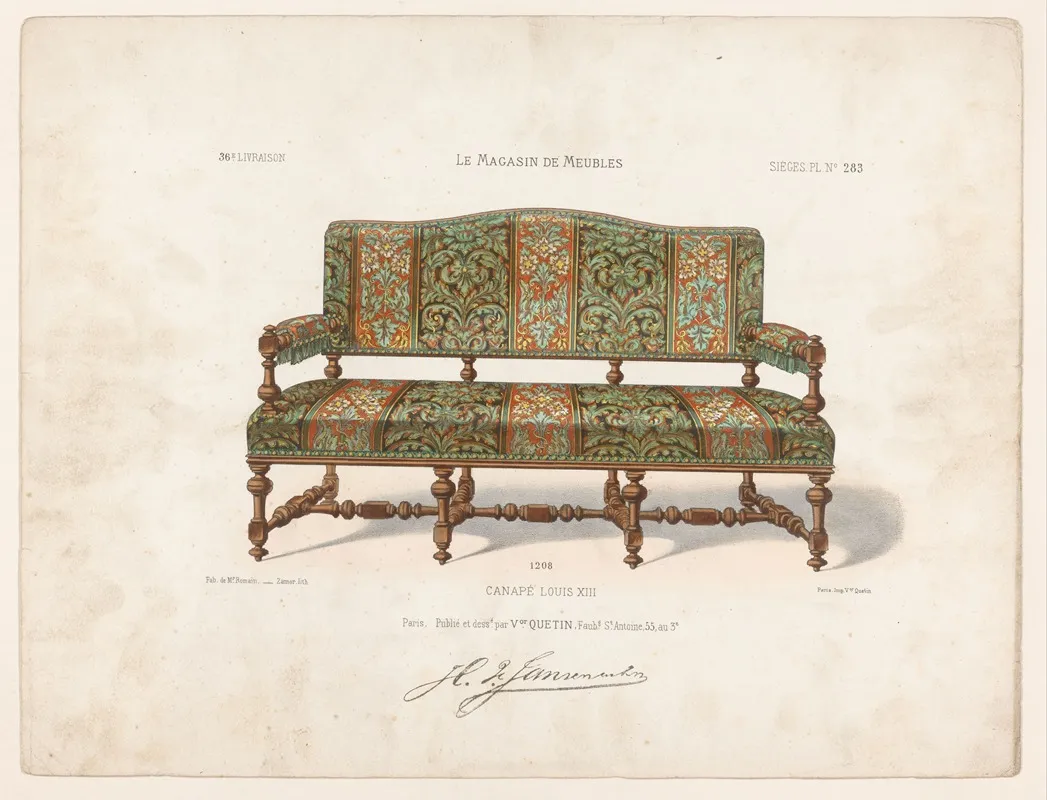 Canape Louis Xiii 2 Wall Art by Victor Léon Michel Quétin - High-Resolution Digital Print