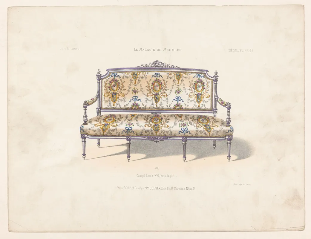 Canape Louis Xvi Bois Laque Wall Art by Victor Léon Michel Quétin - High-Resolution Digital Print