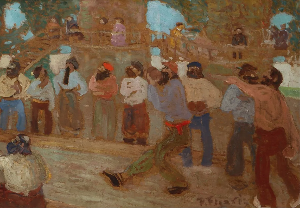 Cancha De Bochas Wall Art by Pedro Figari - High-Resolution Digital Print