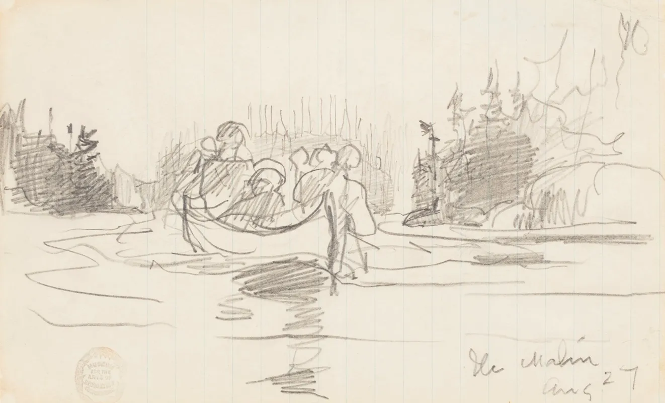 Canoe With Three Men Ile Maligne Quebec Wall Art by Winslow Homer - High-Resolution Digital Print