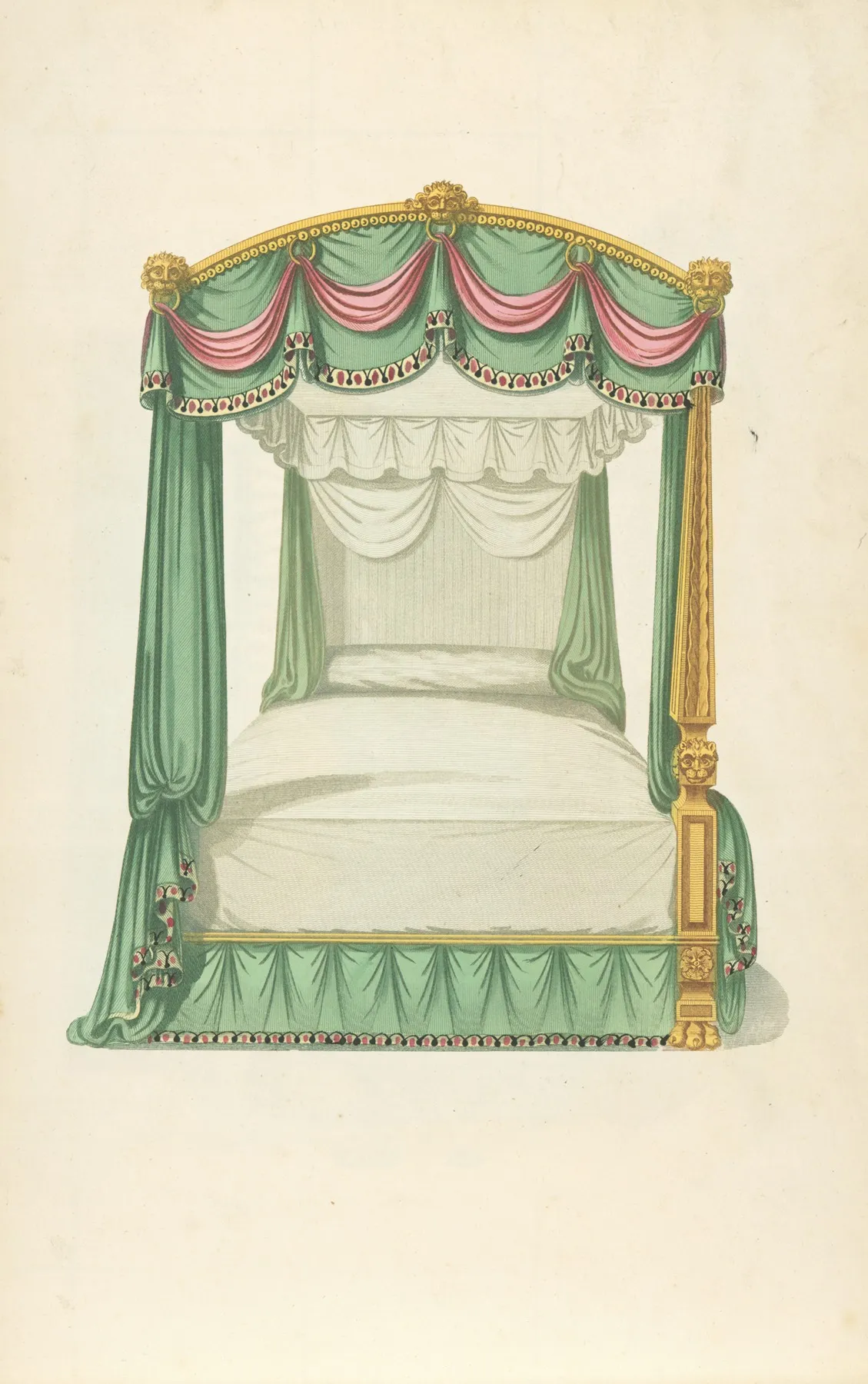 Canopy Bed With Green Drapery Wall Art by Thomas Sheraton - High-Resolution Digital Print