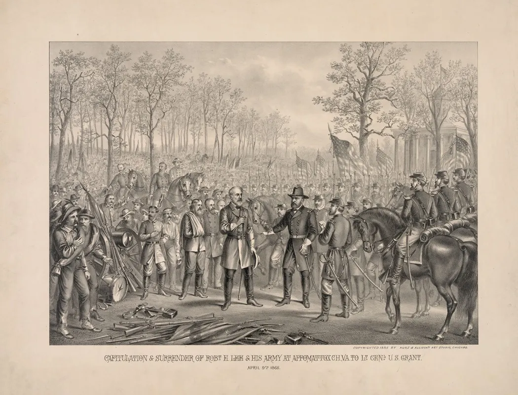 Capitulation Surrender Of Robert E Lee His Army At Appomattox Chi Va To Lt General Ulysses S Grant April 9th 1865 Wall Art by Kurz &amp; Allison - High-Resolution Digital Print