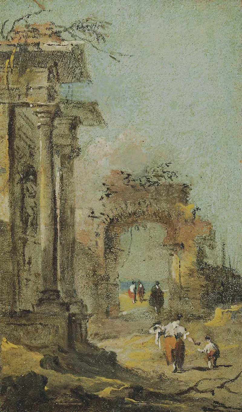 Capriccio Of Architectural Ruins And Figures Wall Art by Francesco Guardi - High-Resolution Digital Print