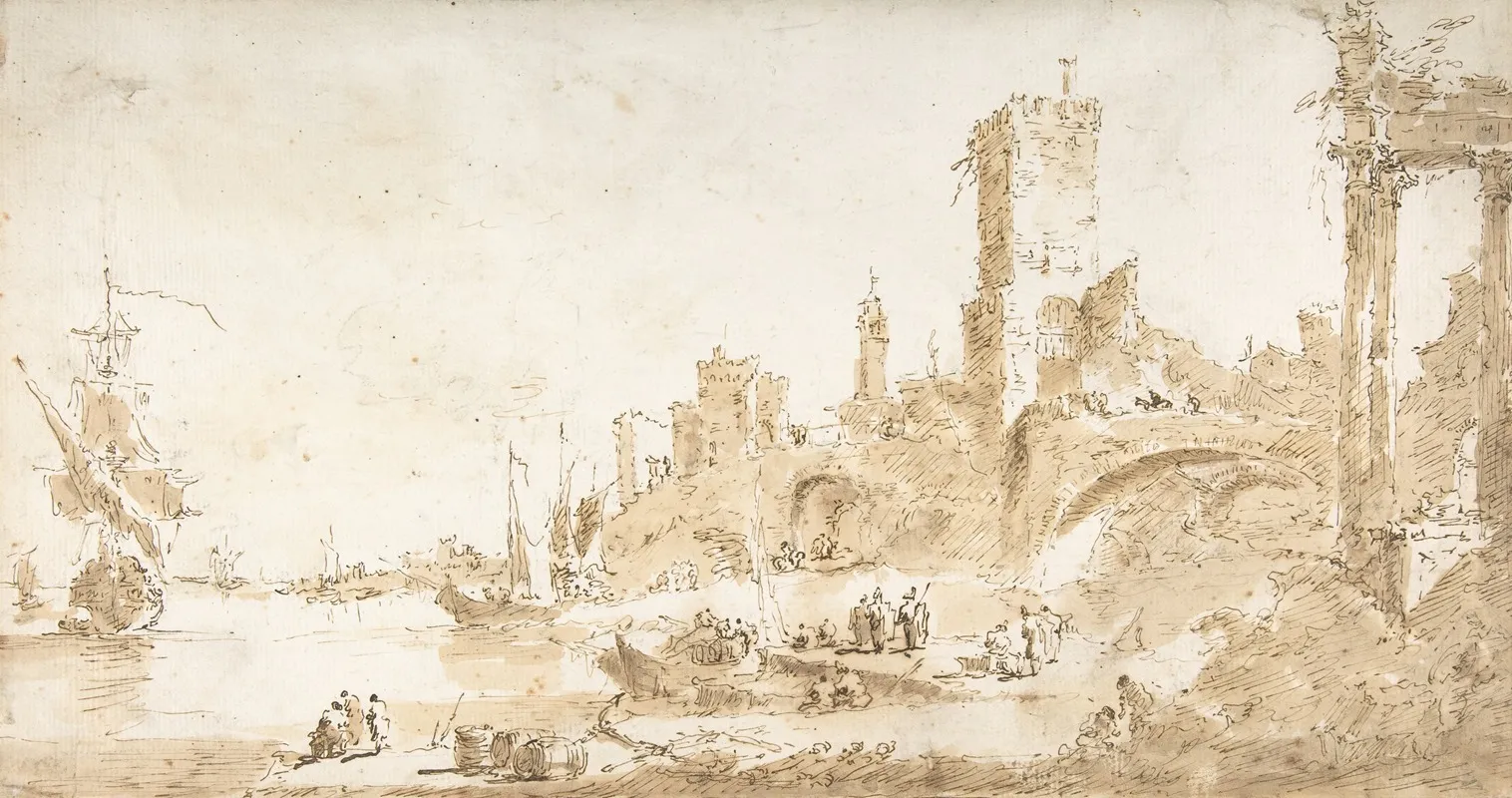 Capriccio With A Seaport And Classical Ruins