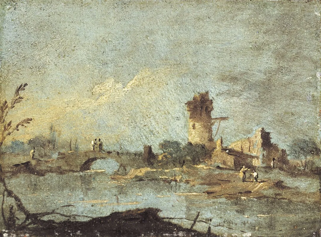Caprice Rustique Avec Pont Et Tour En Ruine Wall Art by Francesco Guardi - High-Resolution Digital Print