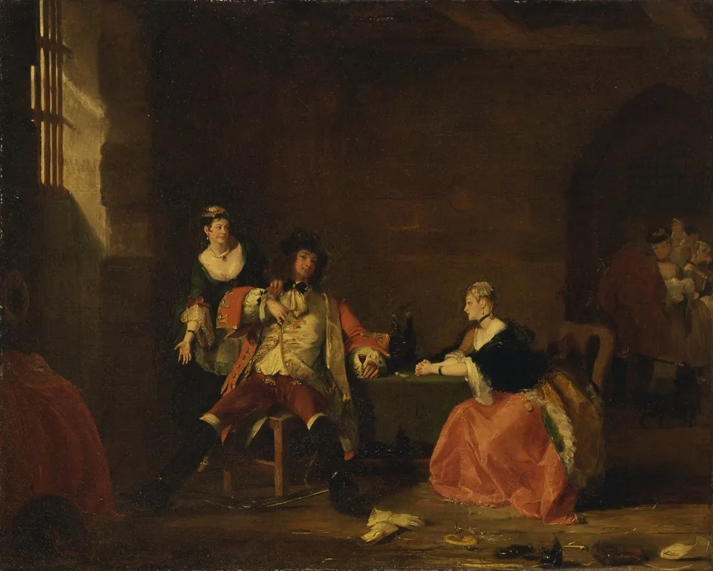 Captain Macheath Upbraided By Polly And Lucy In The Beggars Opera 1826 Wall Art by Gilbert Stuart Newton - High-Resolution Digital Print