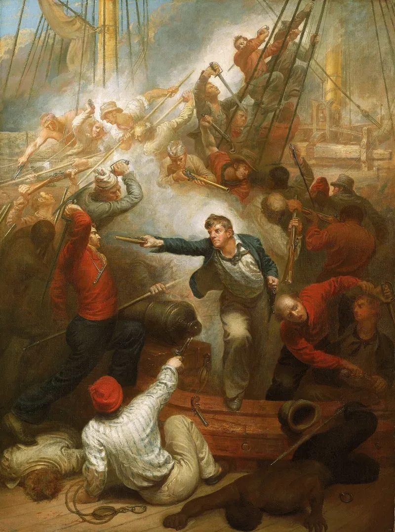 Captain William Rogers Capturing The Jeune Richard 1 October 1807 Wall Art by Samuel Drummond - High-Resolution Digital Print