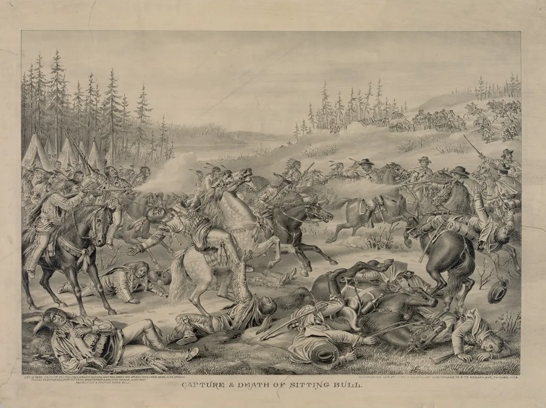 Capture Death Of Sitting Bull Wall Art by Kurz &amp; Allison - High-Resolution Digital Print