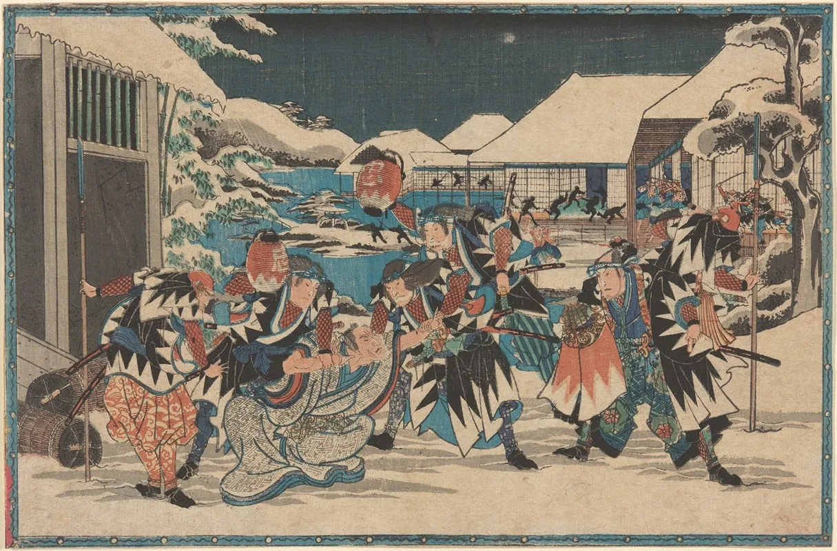 Capture Of Moronao In Snow Wall Art by Utagawa Hiroshige - High-Resolution Digital Print