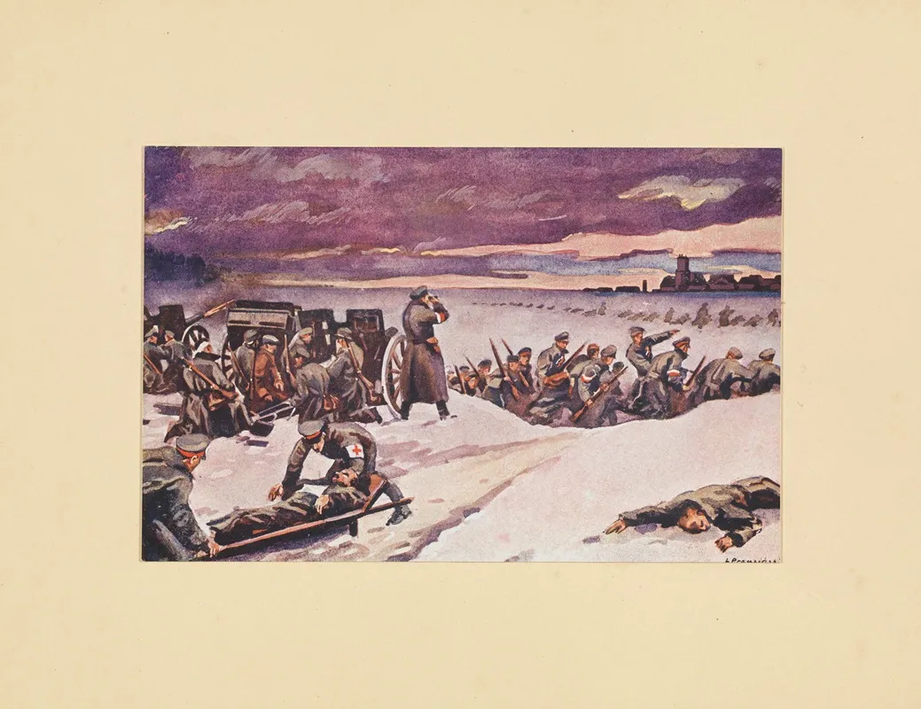 Capture Of The German Airport In Lawica Near Poznan By Greater Poland Insurgents On The Night Of January 4 5 1919 Wall Art by Leon Prauziński - High-Resolution Digital Print