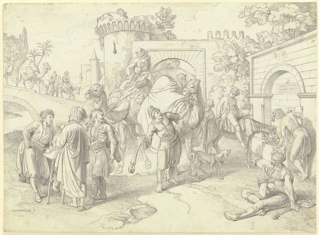 Caravan At The Bridge Gate Wall Art by Johann Michael Wittmer - High-Resolution Digital Print