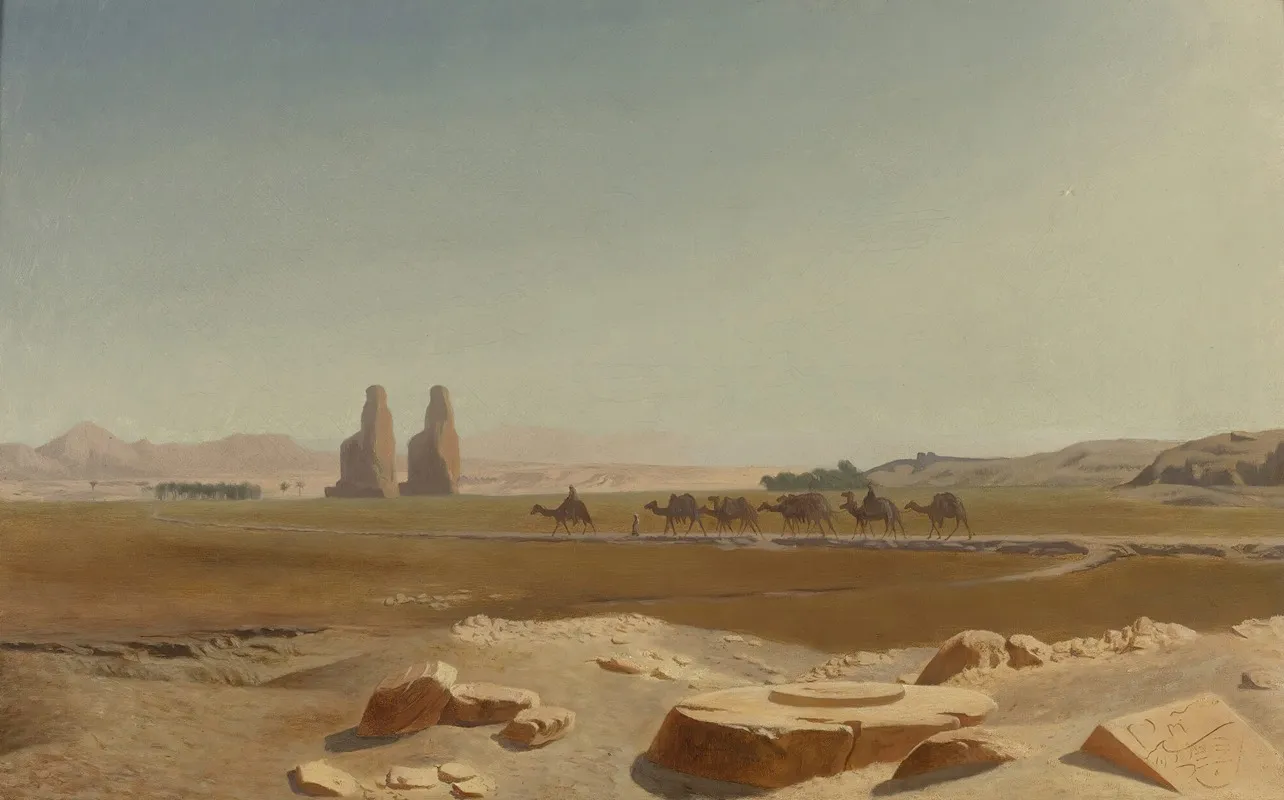 Caravan Passing The Colossi Of Memnon Thebes 2