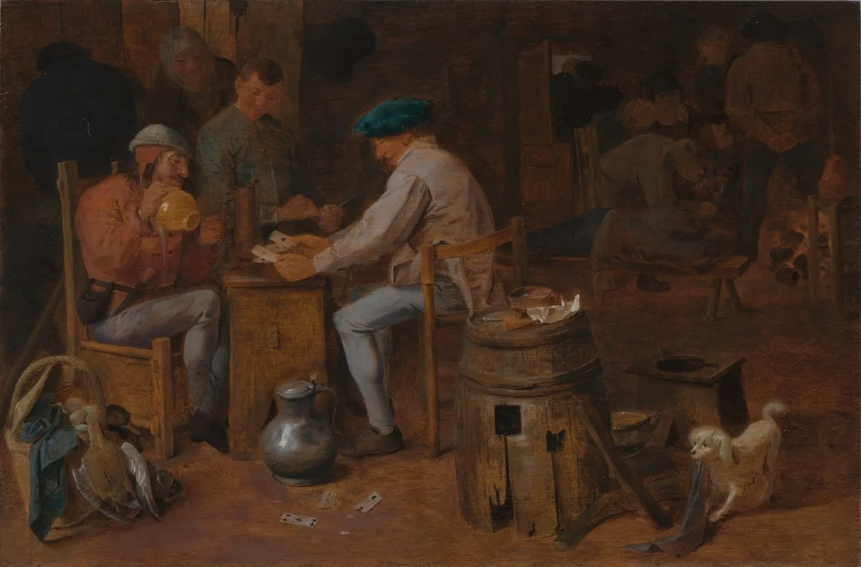 Card Players And Carousers Wall Art by Adriaen Brouwer - High-Resolution Digital Print