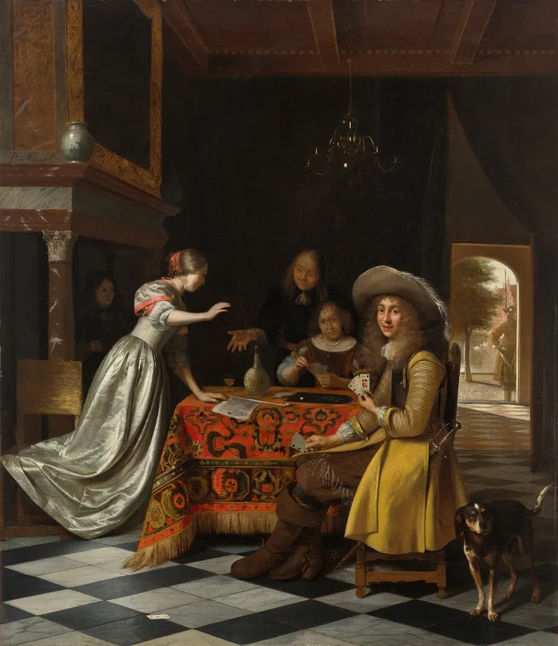 Card Players At A Table Wall Art by Pieter De Hooch - High-Resolution Digital Print