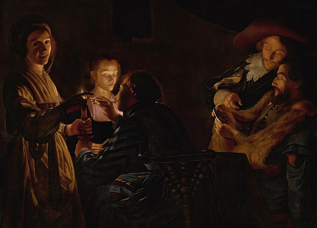 Card Players By Candlelight Wall Art by Adam de Coster - High-Resolution Digital Print