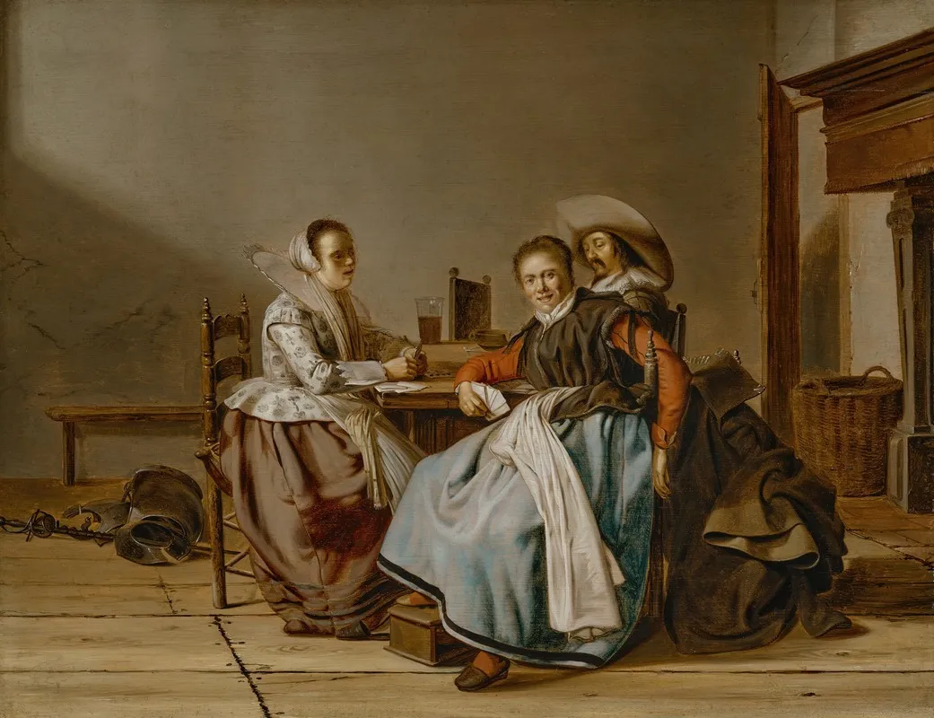 Card Players In An Interior 2 Wall Art by Pieter Codde - High-Resolution Digital Print