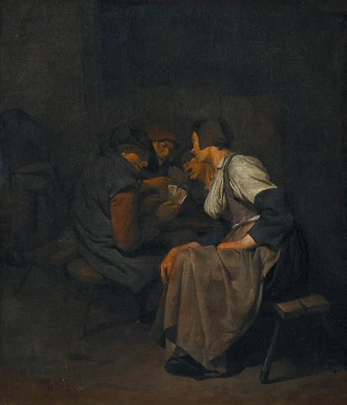 Card Players In An Interior Wall Art by Cornelis Pietersz. Bega - High-Resolution Digital Print