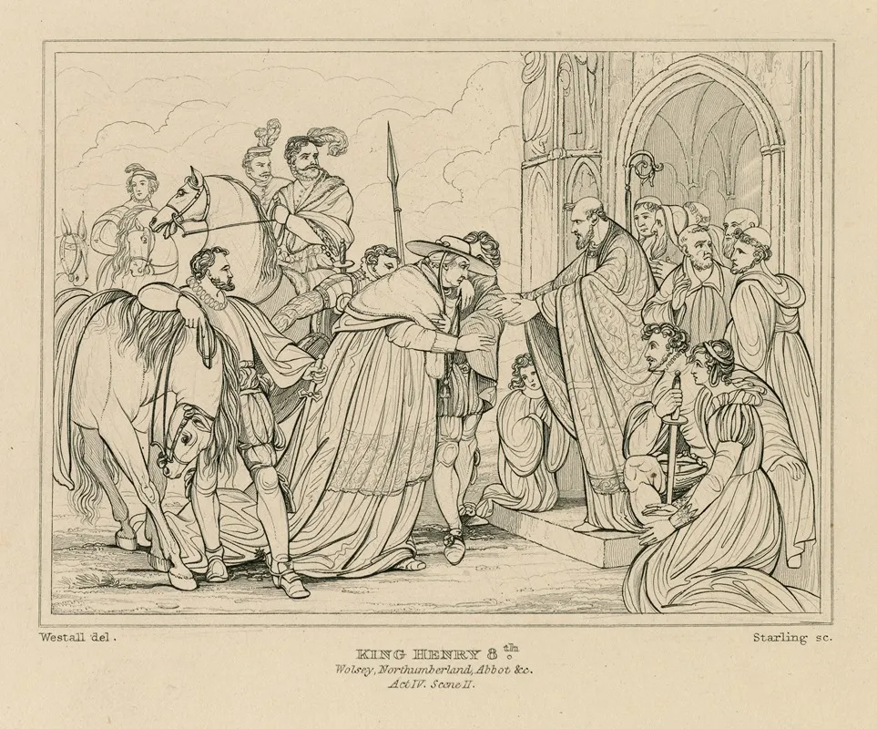 Cardinal Wolsey Entering The Abbey Of Leicester In Shakespeares King Henry Viii Act Iv Scene 2 2 Wall Art by William Francis Starling - High-Resolution Digital Print