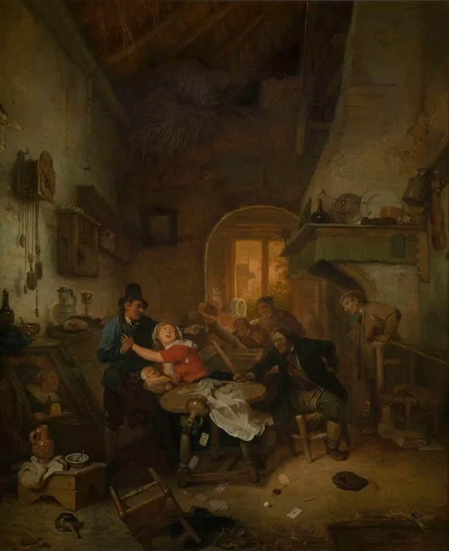 Cardplayers Quarreling 2 Wall Art by Ignatius Josephus Van Regemorter - High-Resolution Digital Print