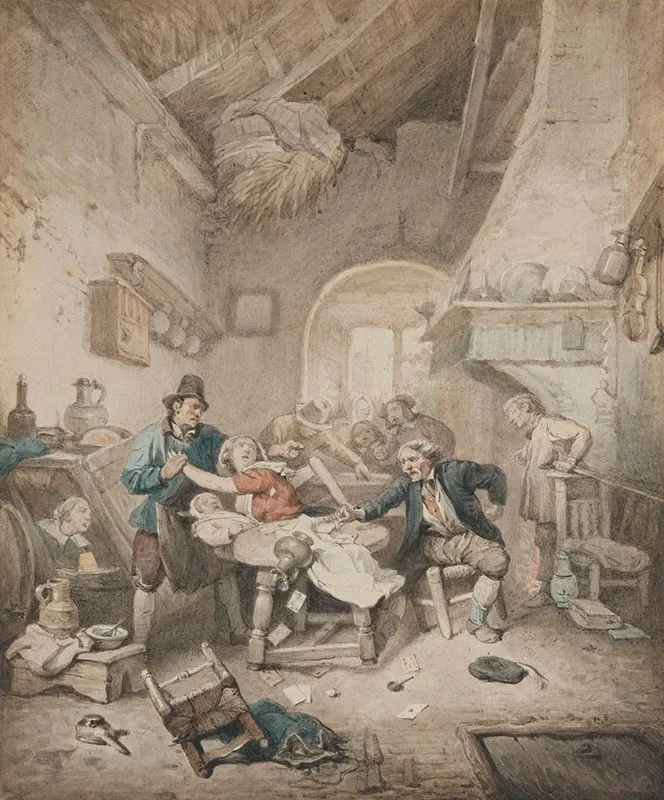 Cardplayers Quarreling Wall Art by Ignatius Josephus Van Regemorter - High-Resolution Digital Print