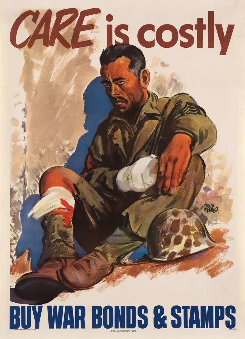 Care Is Costly Buy War Bonds And Stamps Wall Art by Adolph Treidler - High-Resolution Digital Print