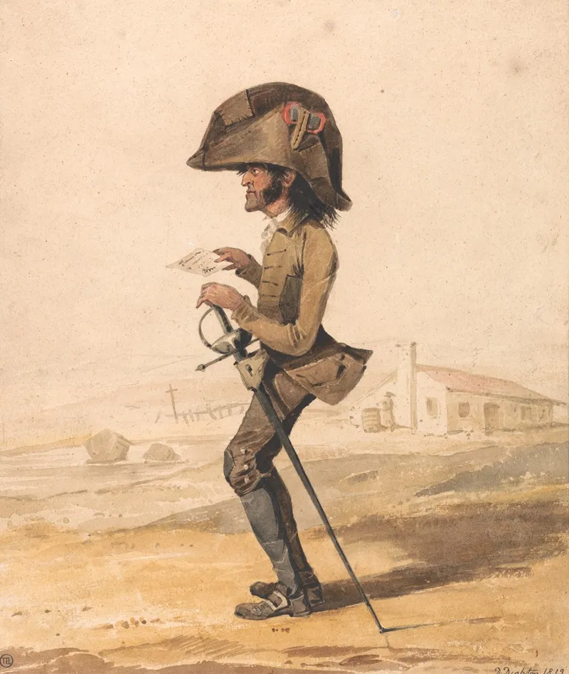 Caricature Of A French Military Officer Wall Art by Denis Dighton - High-Resolution Digital Print