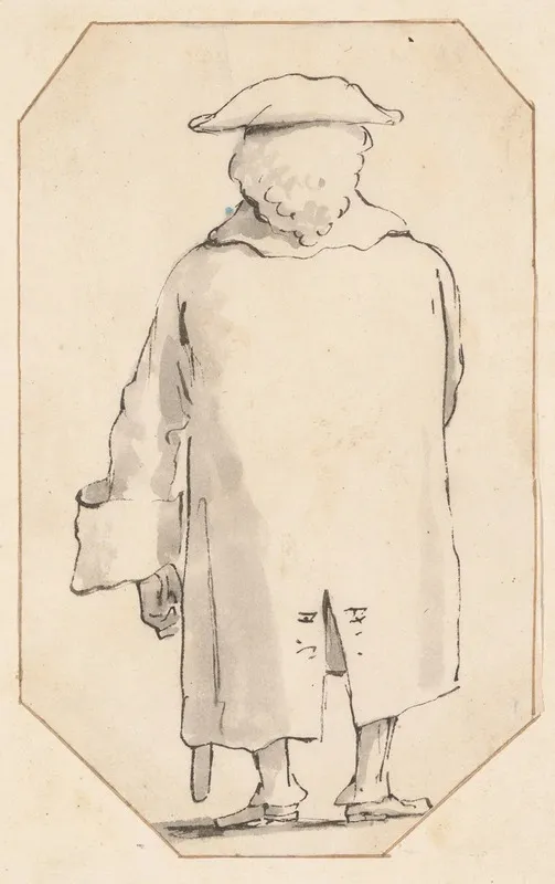 Caricature Of A Man Wearing A Wig And A Tricorne Seen From Behind 2 Wall Art by Giovanni Battista Tiepolo - High-Resolution Digital Print