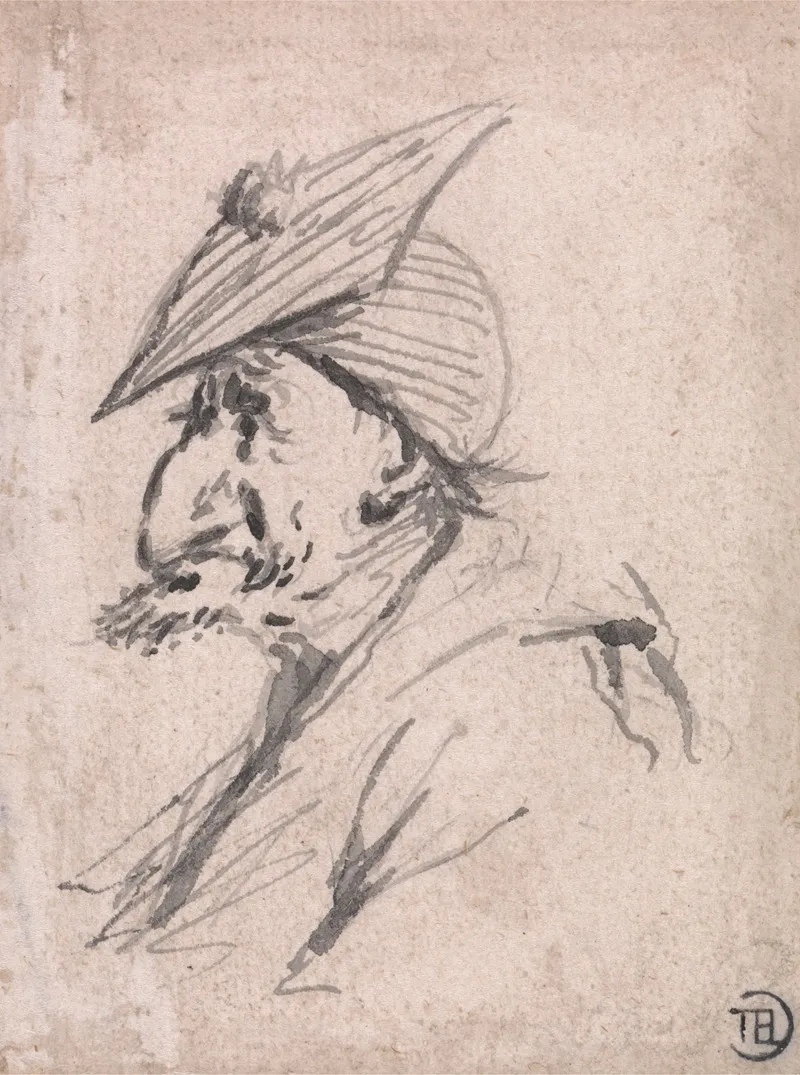 Caricature Of A Man Wearing Mortarboard Wall Art by Francis Le Piper - High-Resolution Digital Print