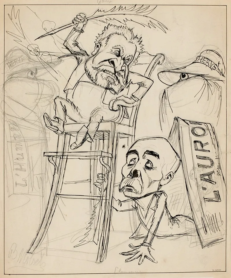 Caricature Sur Jean Jaures Georges Clemenceau Et Herve Wall Art by Moloch (Alphonse Hector Colomb) - High-Resolution Digital Print