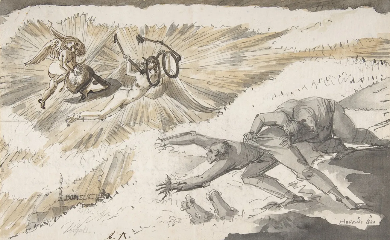 Carl Ehrensward As Apollo Flying To Inspect Sergel And Abilgaard Wall Art by Johann Tobias Sergel - High-Resolution Digital Print