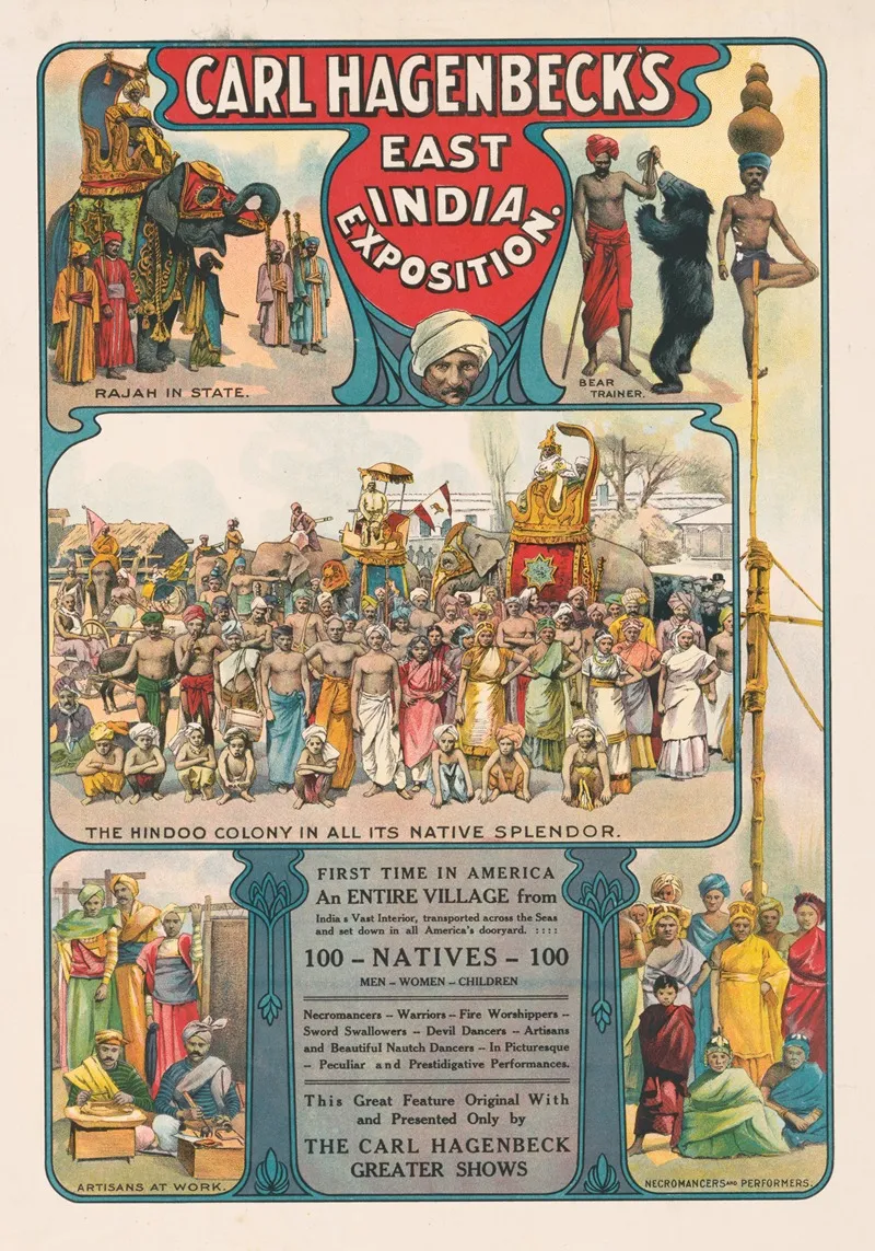 Carl Hagenbecks East India Exposition The Hindoo Colony In All Its Native Splendor Wall Art by Courier Litho. Co. - High-Resolution Digital Print