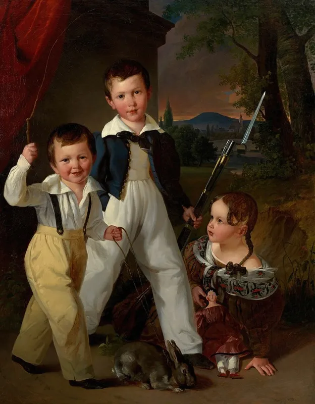 Carl Mathias Und Katherine Wisgrill Als Kinder Wall Art by Johann Matthias Ranftl - High-Resolution Digital Print