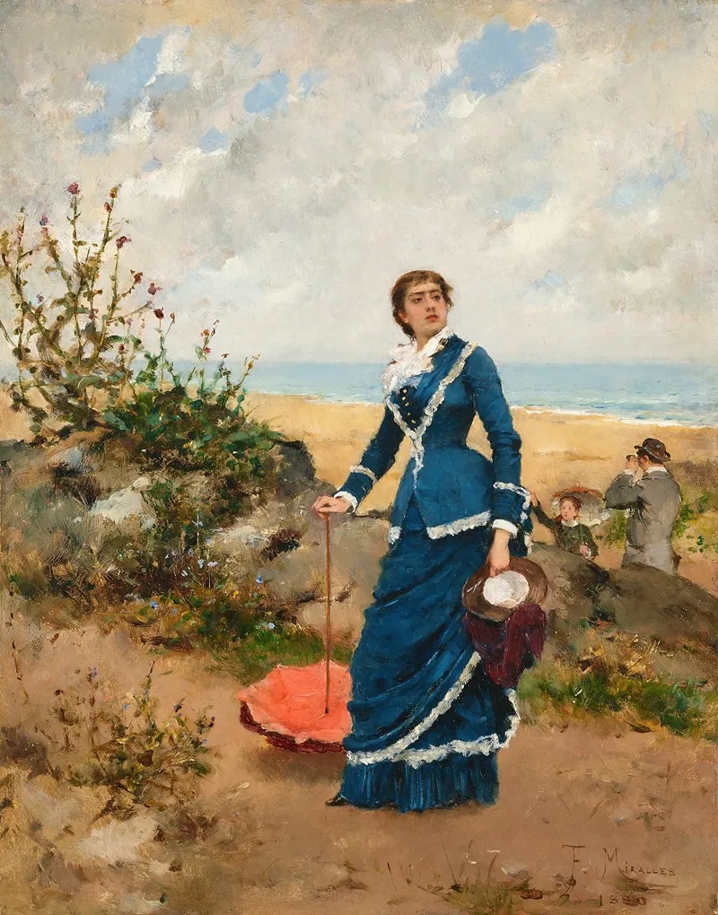 Carmen Miralles Con Un Vestido Azul Wall Art by Francisco Miralles Y Galup - High-Resolution Digital Print