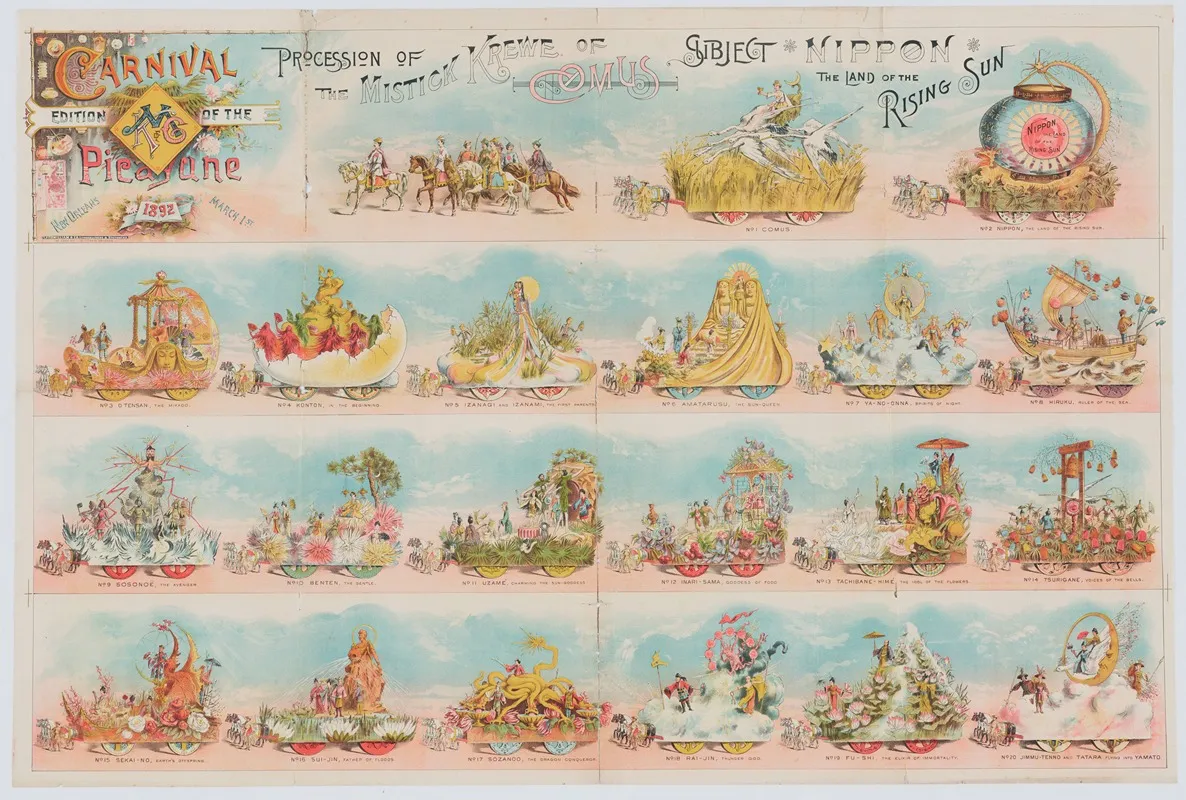 Carnival Edition Of The Picayune 1892 Procession Of The Mistick Krewe Of Comus Subject Nippon The Land Of The Rising Sun Wall Art by T. Fitzwilliams & Co. - High-Resolution Digital Print