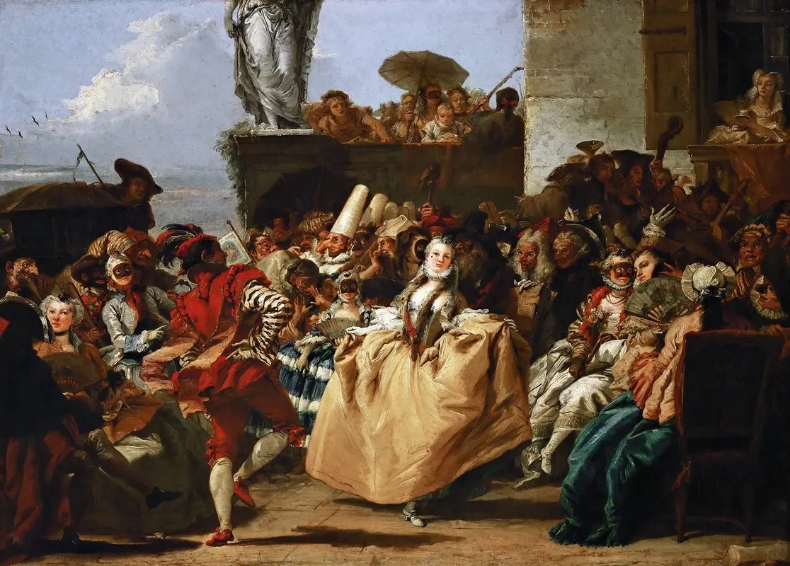 Carnival Scene Or The Minuet Wall Art by Giovanni Domenico Tiepolo - High-Resolution Digital Print
