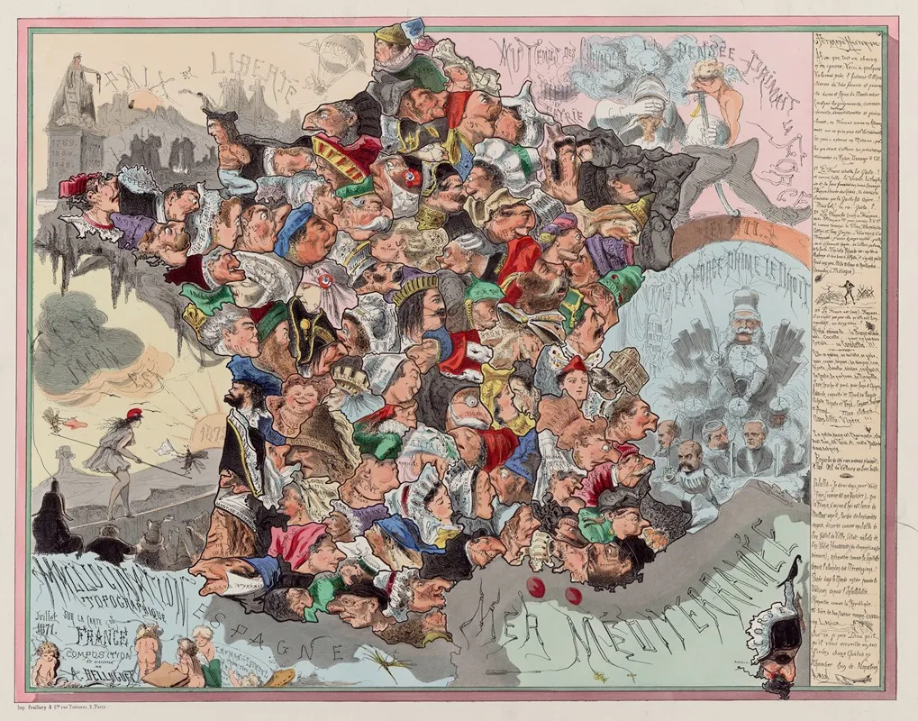 Carte De France Wall Art by Achille Belloguet - High-Resolution Digital Print
