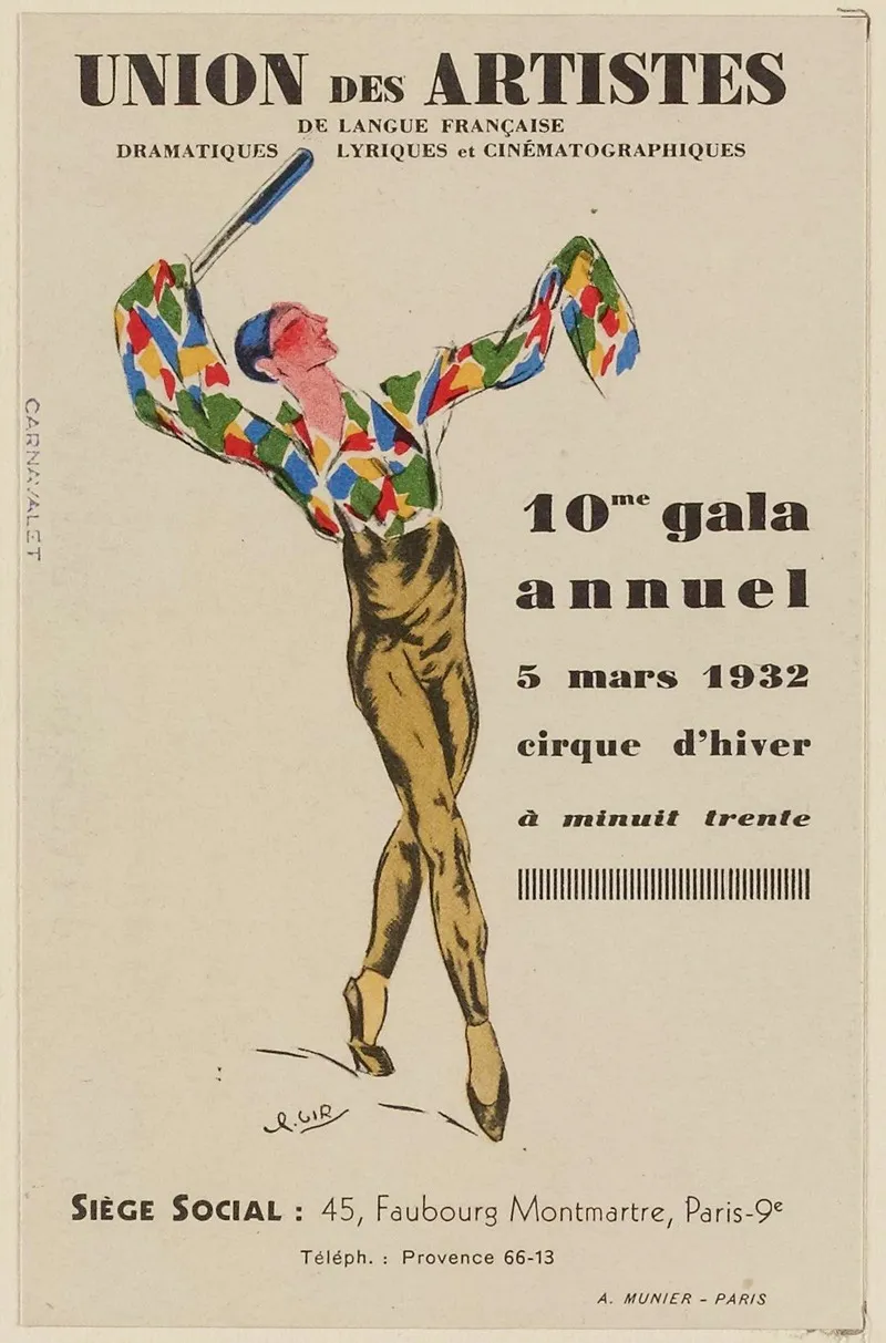 Carte Postale De Lunion Des Artistes De Langue Francaise Dramatiques Lyriques Et Cinematographiques Wall Art by A. Gir - High-Resolution Digital Print