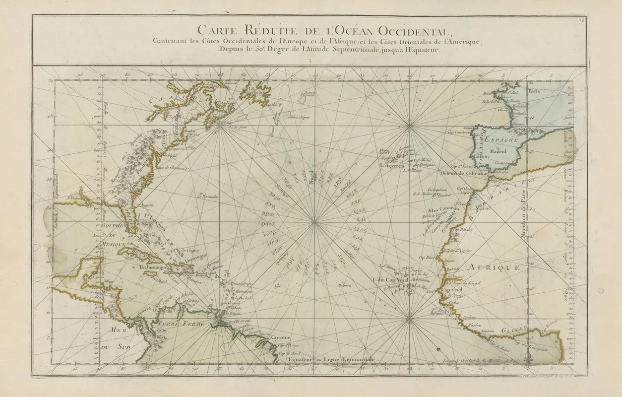 Carte Reduite De Locean Occidental Wall Art by Claude Buy de Mornas - High-Resolution Digital Print