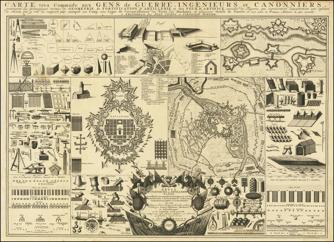 Carte Tres Commode Aux Gens De Guerre Ingenieurs Et Canonniers Wall Art by Covens & Mortier - High-Resolution Digital Print
