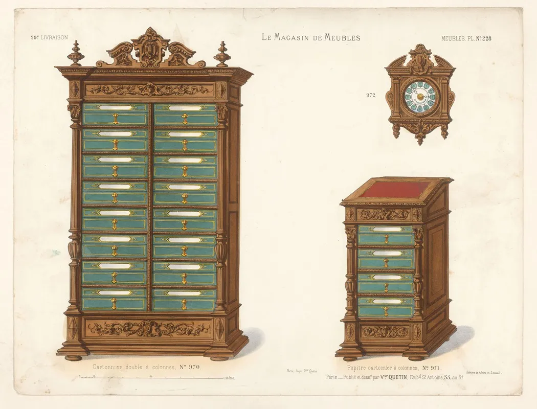 Cartonnier Double A Colonnes Pupitre Cartonnier A Colonnes Wall Art by Victor Léon Michel Quétin - High-Resolution Digital Print