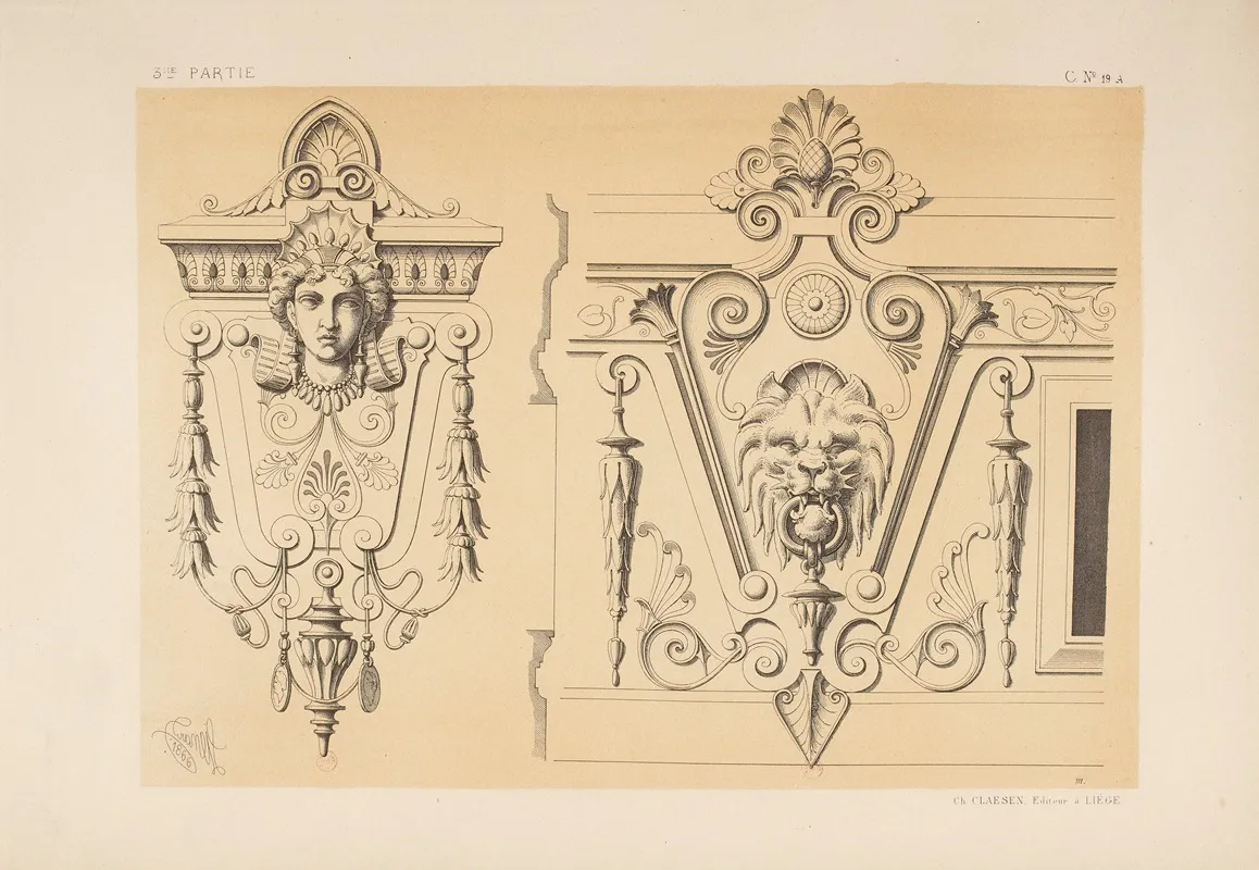 Cartouche Et Clefs Genre Neo Grec Wall Art by Michel Liénard - High-Resolution Digital Print