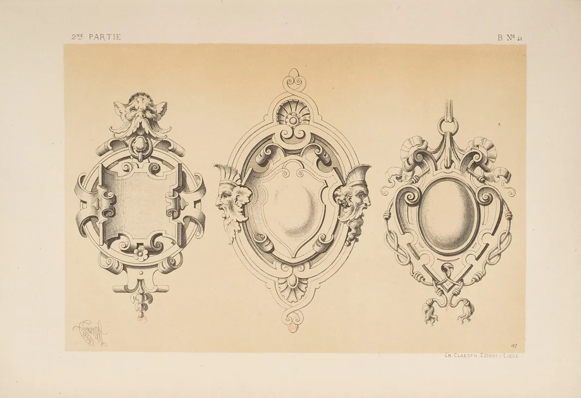Cartouche Genre Renaissance Wall Art by Michel Liénard - High-Resolution Digital Print