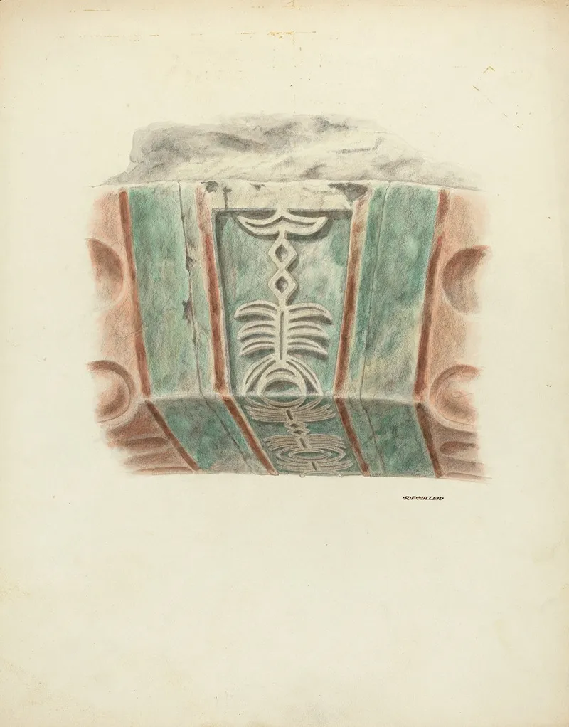 Carved And Painted Keystone