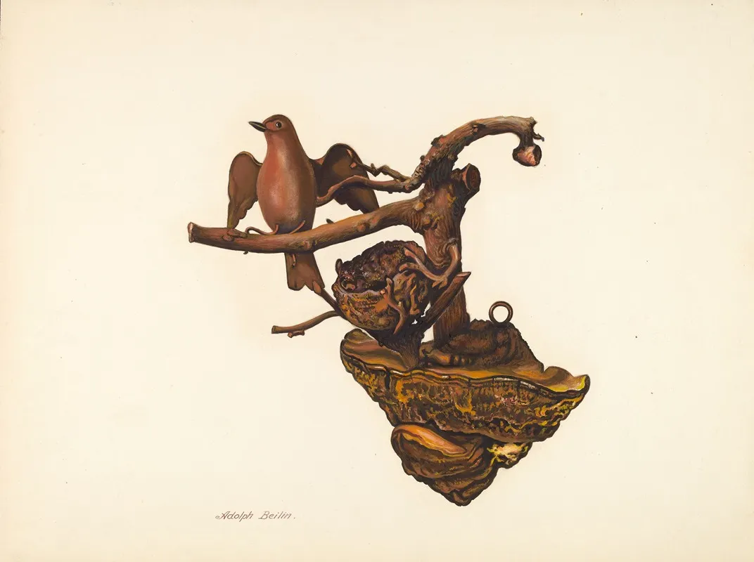 Carved Bird And Nest Wall Art by Adolph Beilin - High-Resolution Digital Print
