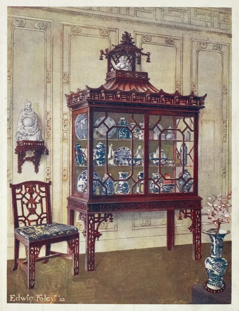 Carved China Case In Chippendales Chinese Manner Wall Art by Edwin Foley - High-Resolution Digital Print