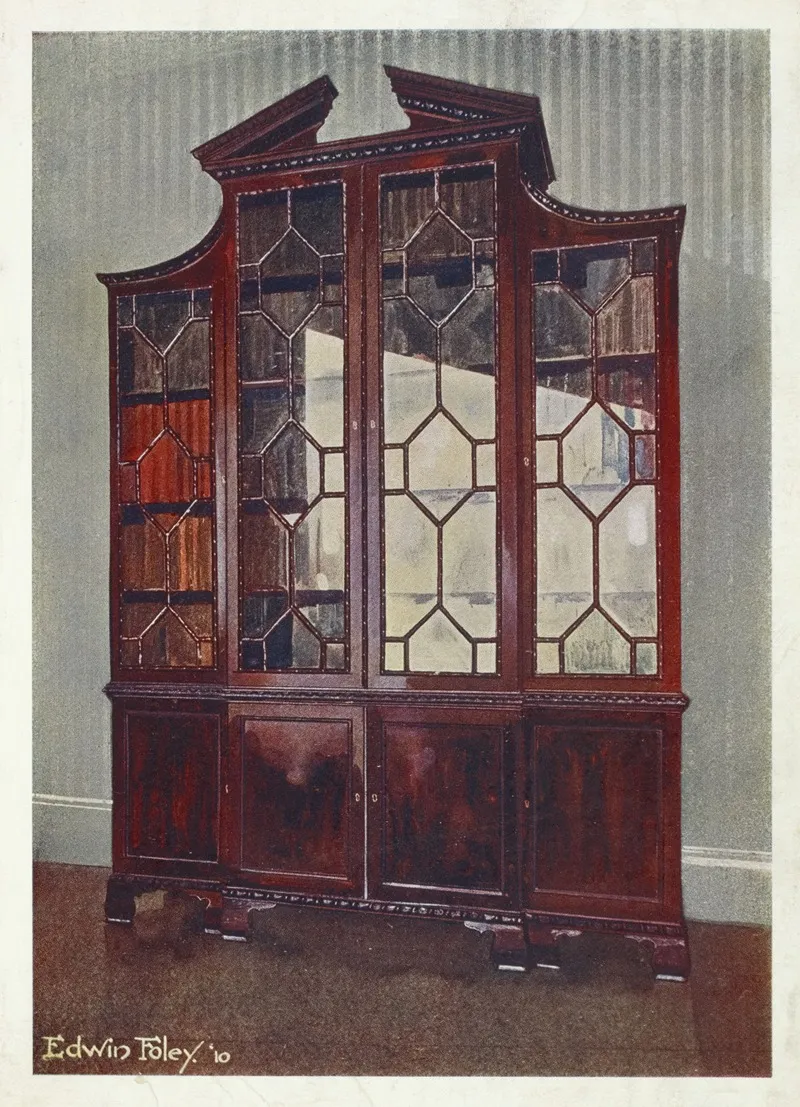 Carved Chippendale Library Bookcase Wall Art by Edwin Foley - High-Resolution Digital Print